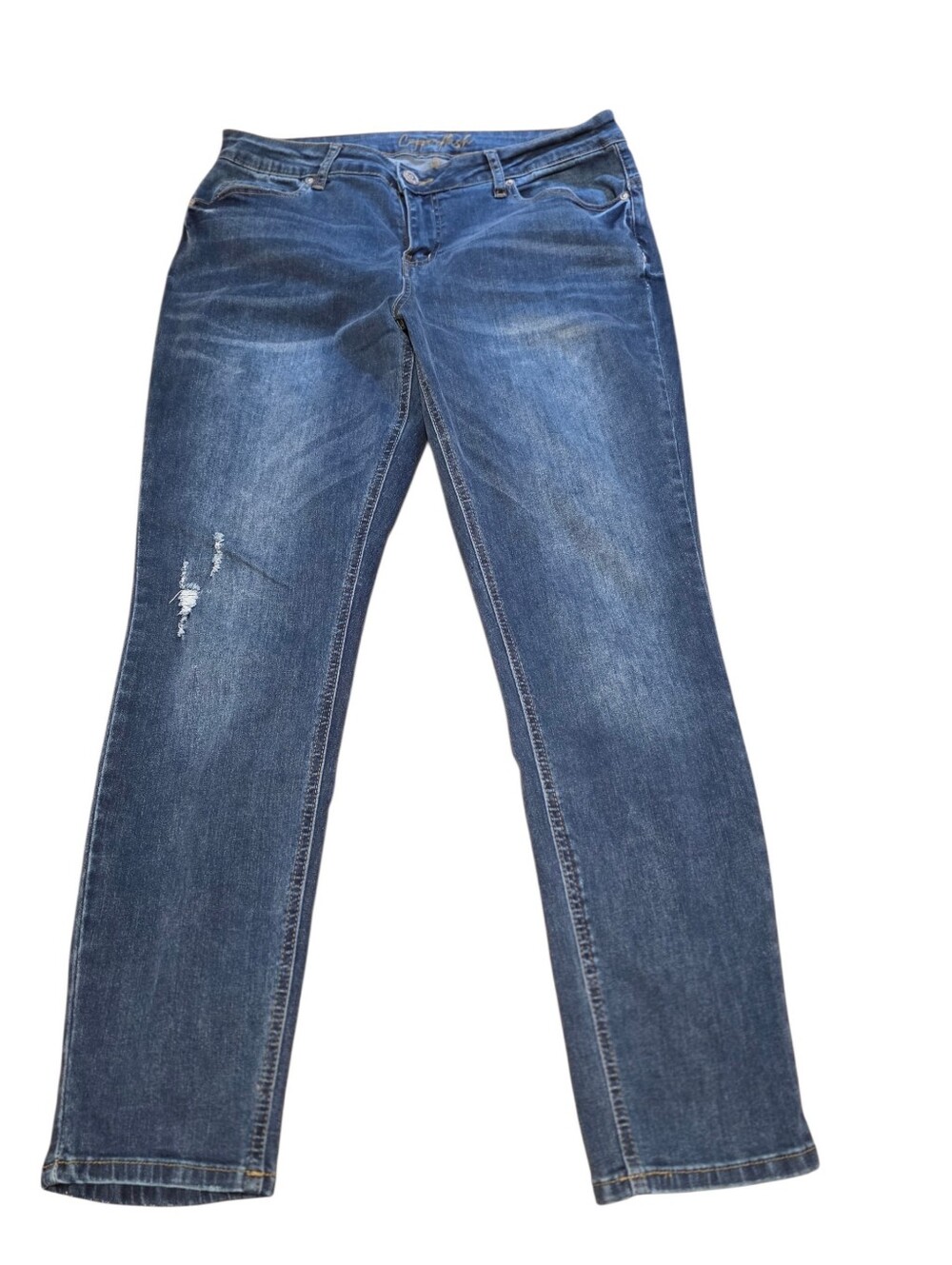 Copperflash Distressed Curvy Ankle Skinny Denim Blue Jeans Size 12